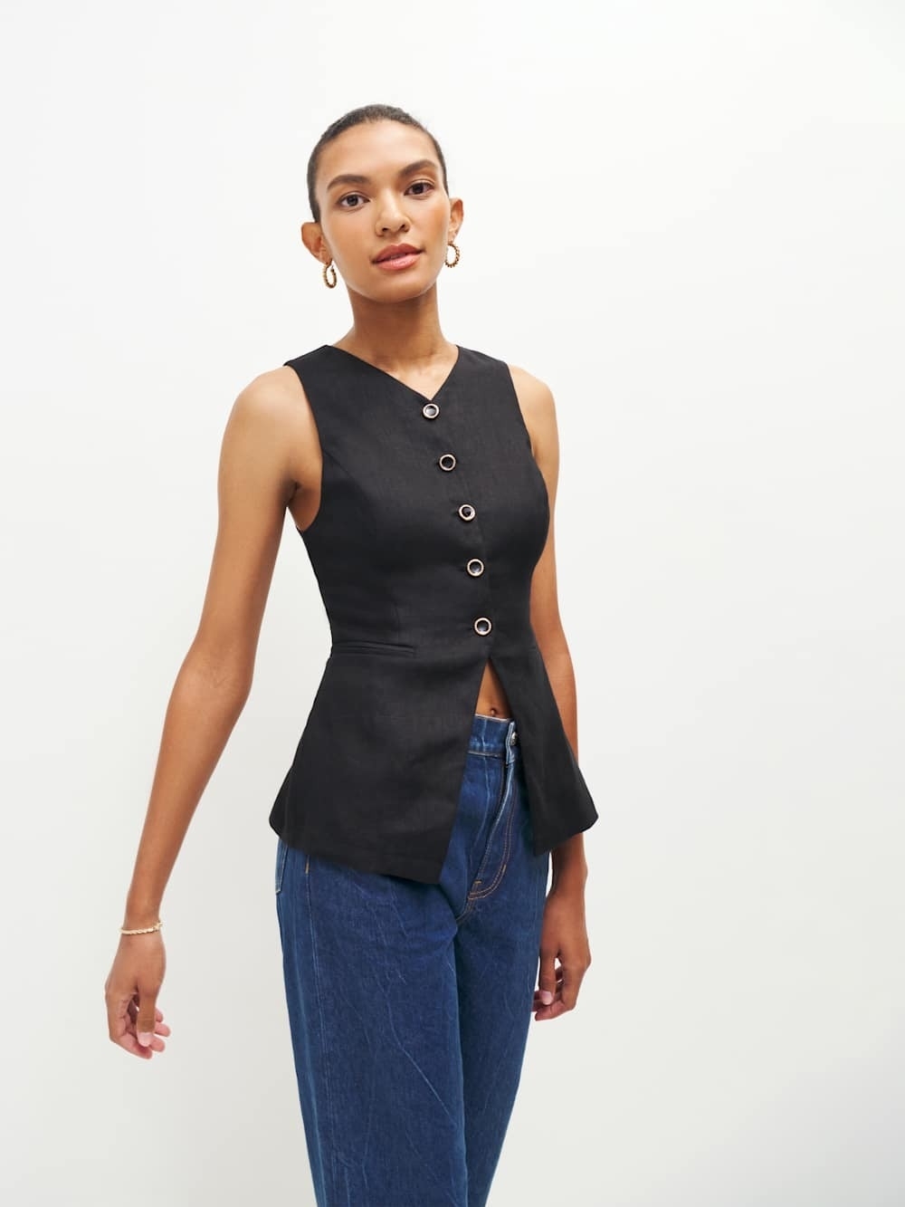 NWOT Reformation Aspen Linen Black Top